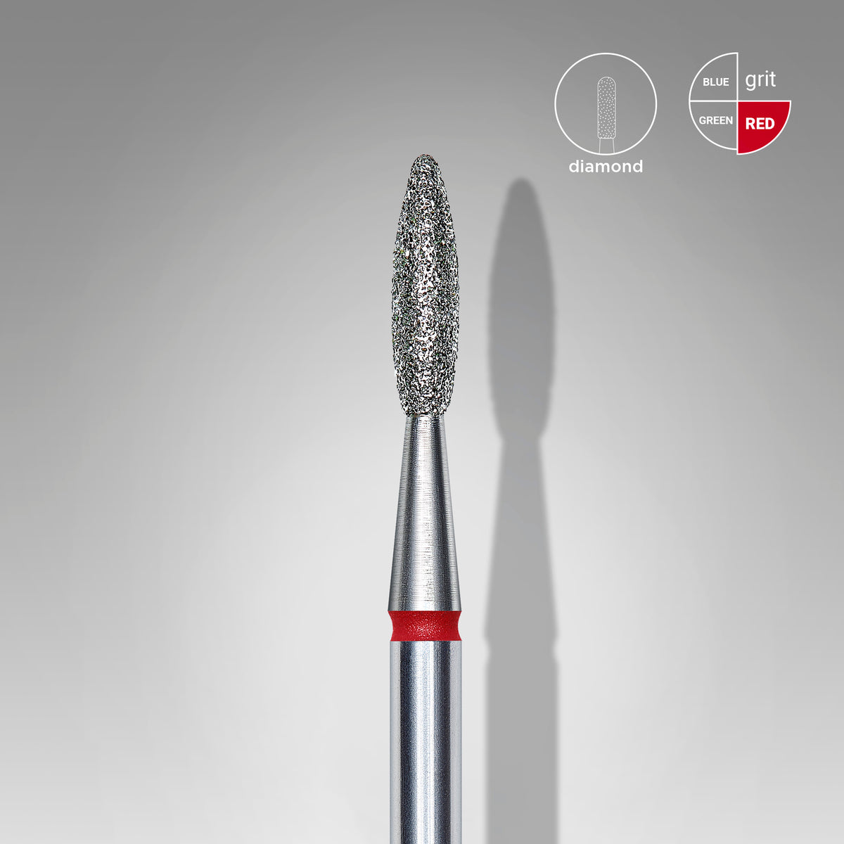 Diamantová fréza STALEKS EXPERT „plamínek“, červený pruh, 2,1 mm