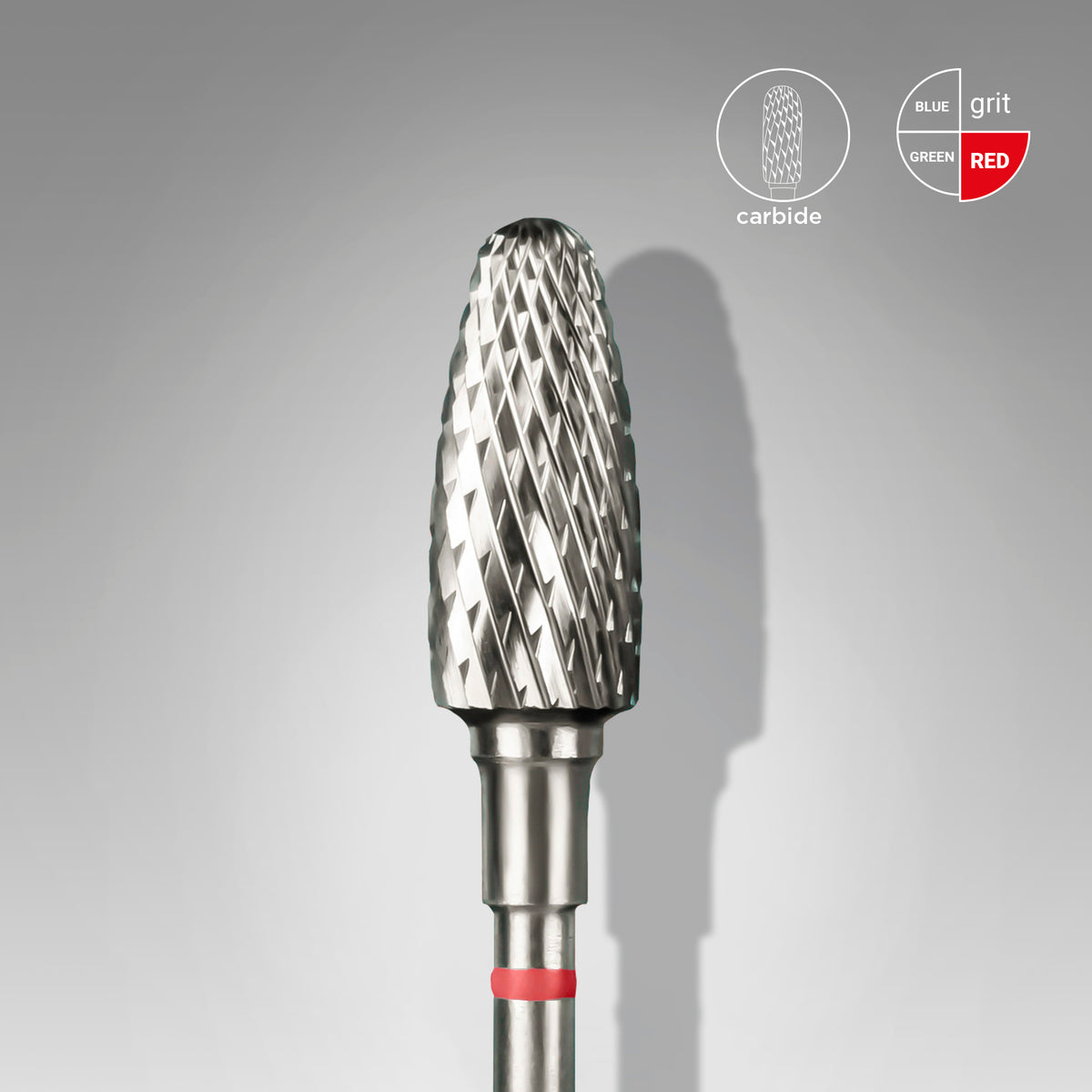 STALEKS EXPERT Karbidový nástavec na nehty – kukuřice (červená), průměr 6 mm, délka pracovní části 14 mm