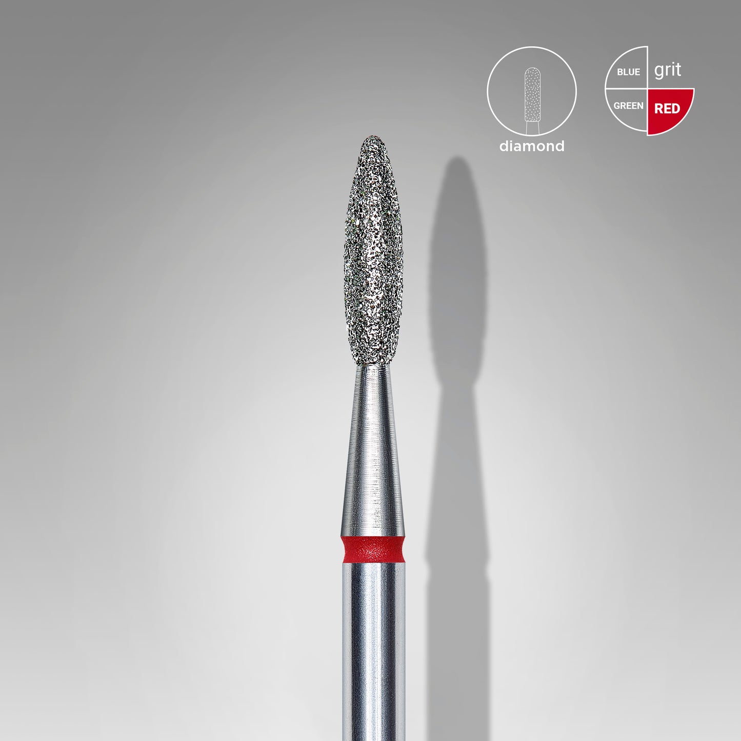 Diamantová fréza STALEKS EXPERT „plamínek“, červený pruh, 2,1 mm
