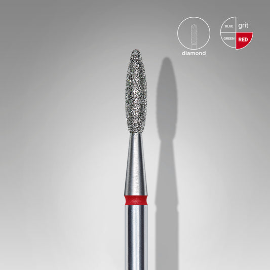 Diamantová fréza STALEKS EXPERT „plamínek“, červený pruh, 2,1 mm