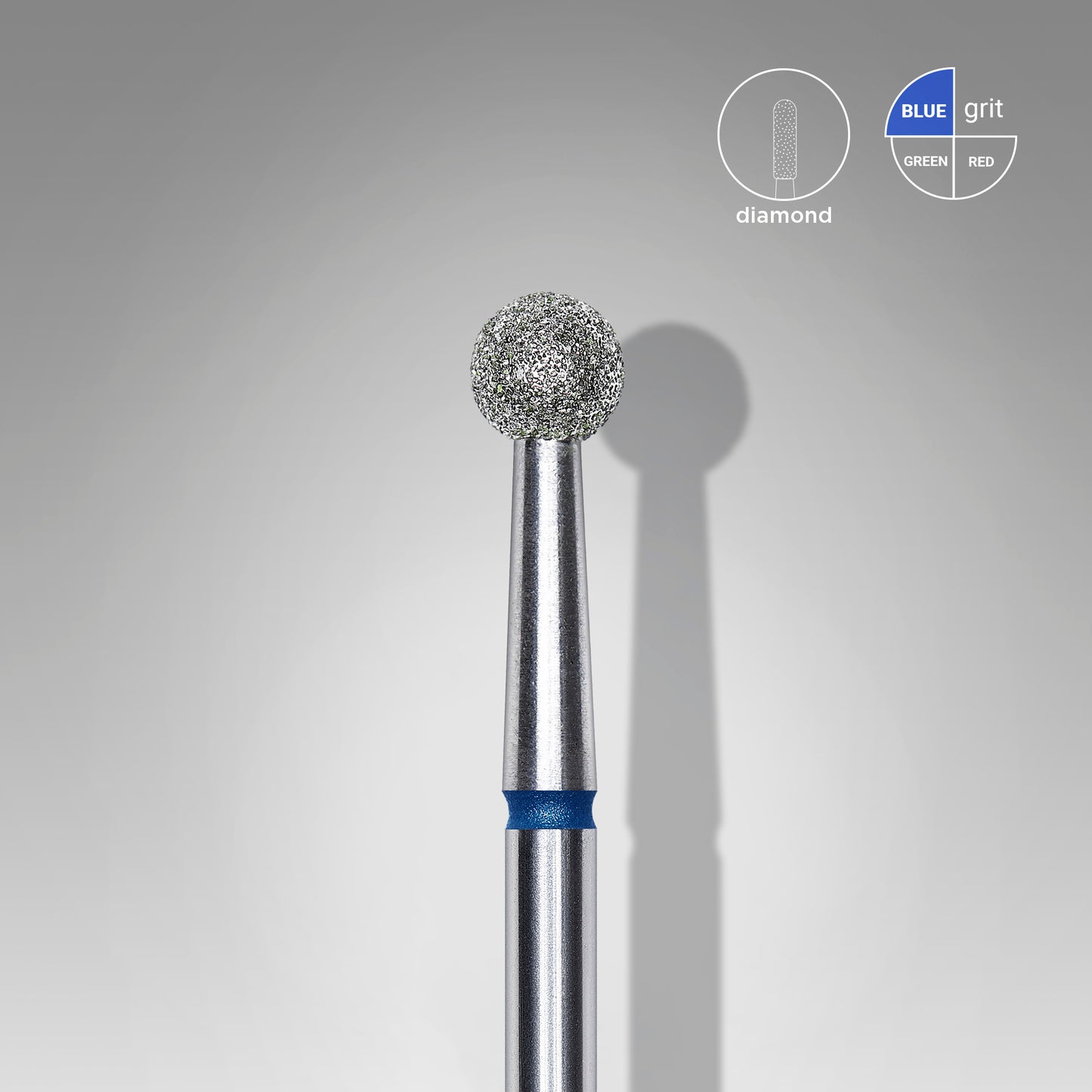 Diamantový brusný nástavec na nehty – kulička, modrý, STALEKS EXPERT Průměr: 4 mm